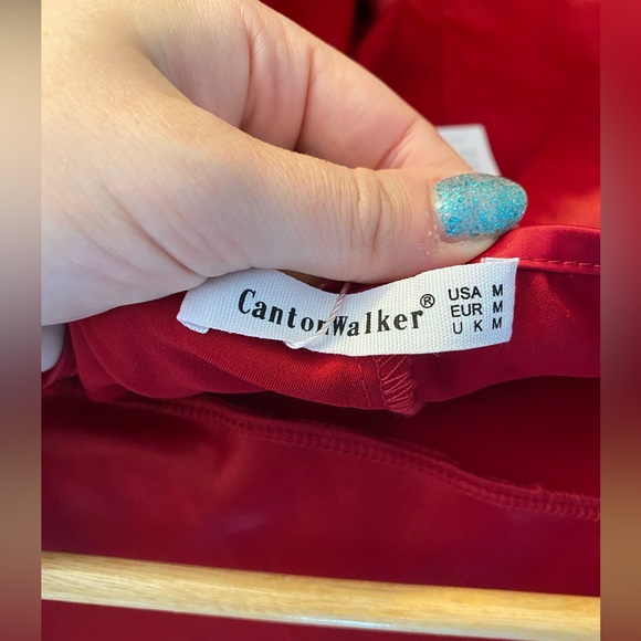 Raspberry red satin cowl neck dress - Picture 6 of 7